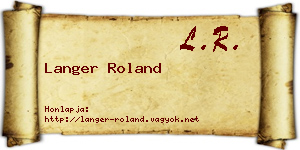 Langer Roland névjegykártya